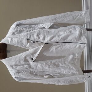 Nwt Xl Cynthia Rowley linnen jacket white with silver zipper